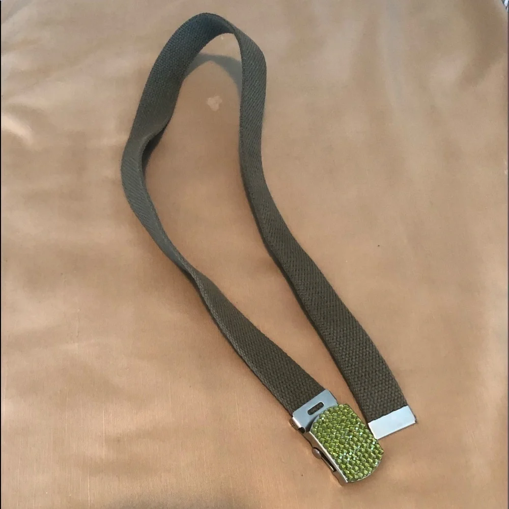 Military Green with green diamond on the bucle